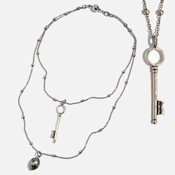 I Am Free Key Dainty Necklace: Silver