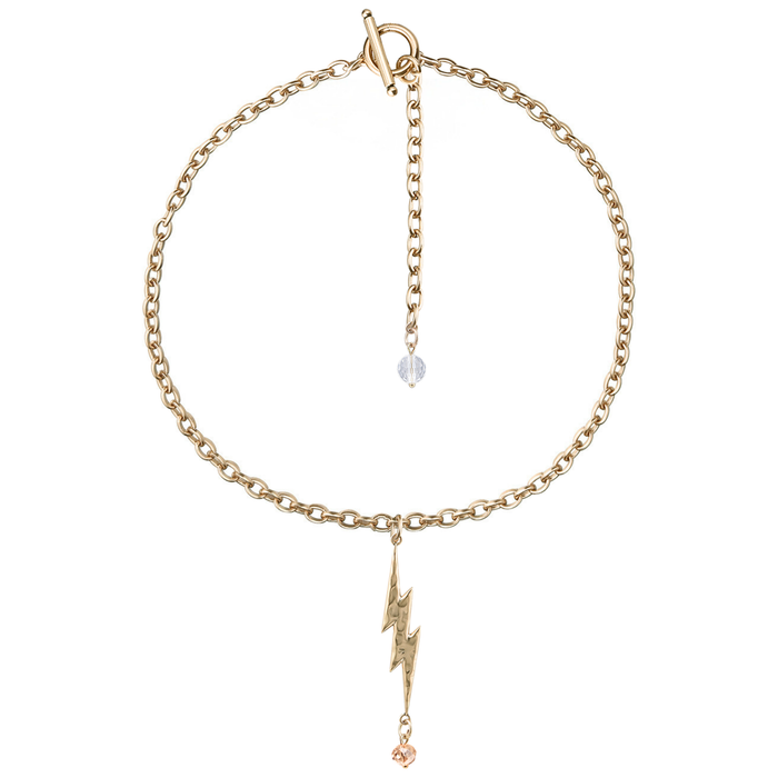 I Am Strong Lightning Bolt Choker Necklace: Gold / M/L (22")