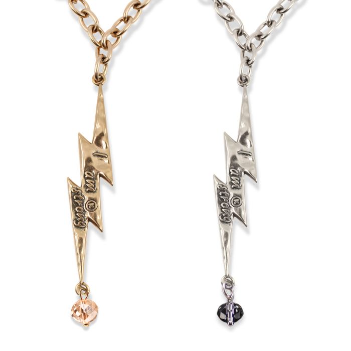 I Am Strong Lightning Bolt Choker Necklace: Gold / M/L (22")