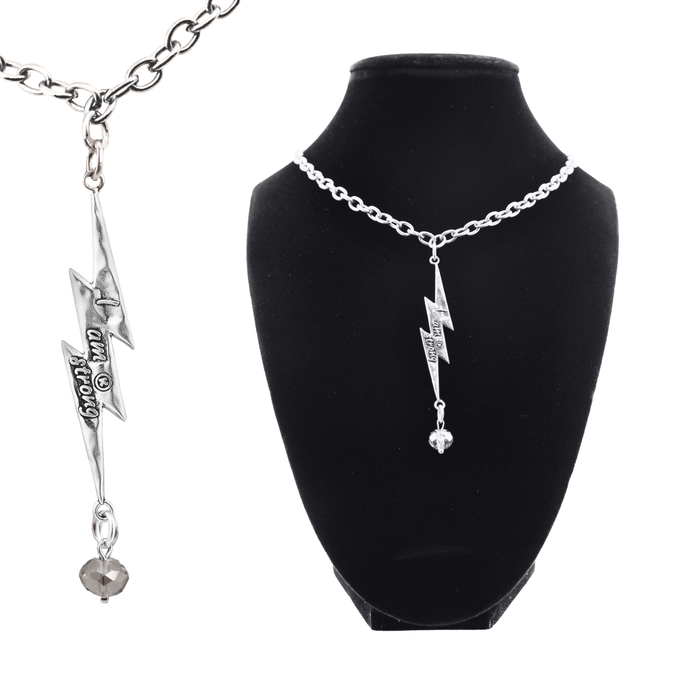 I Am Strong Lightning Bolt Choker Necklace: Gold / M/L (22")