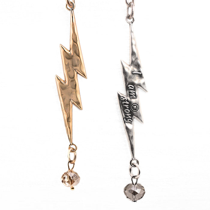 I Am Strong Lightning Bolt Choker Necklace: Gold / M/L (22")