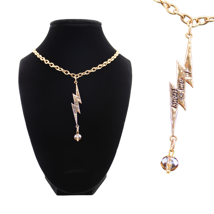 I Am Strong Lightning Bolt Choker Necklace: Silver / M/L (22")