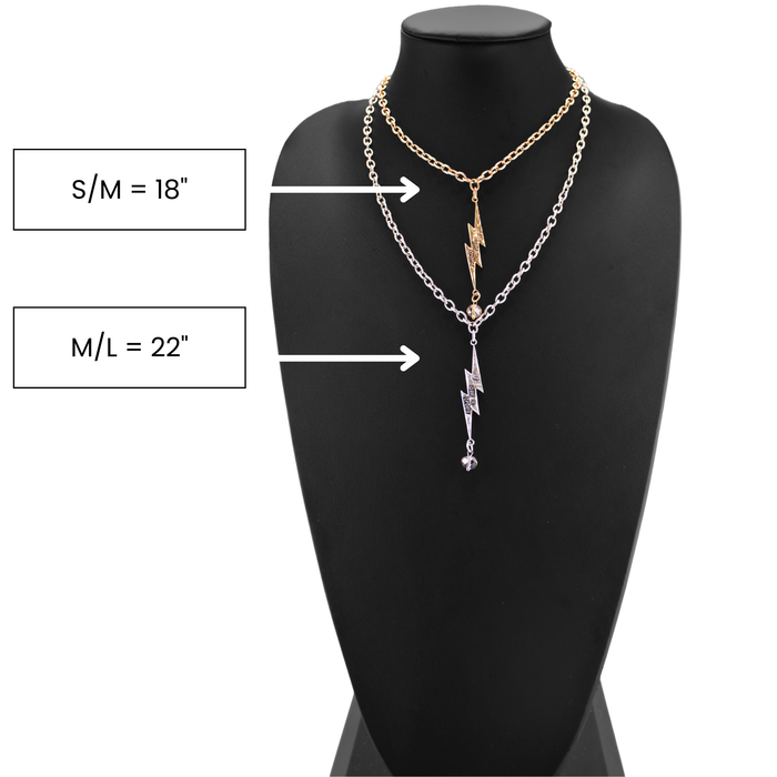 I Am Strong Lightning Bolt Choker Necklace: Silver / M/L (22")