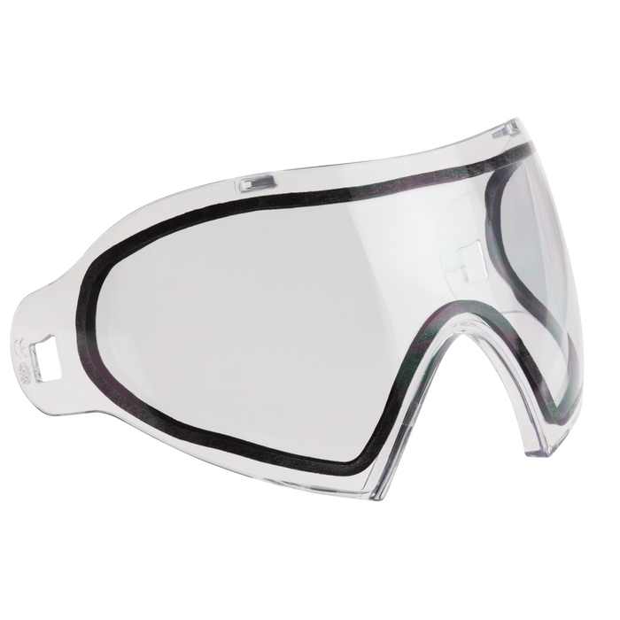 DYE I4/i5 Thermal Lens - Clear paintball goggle lens in Clear – front view, studio shot