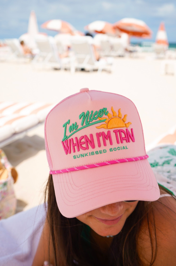 I’m Nicer when I’m Tan - Pink Canvas Trucker