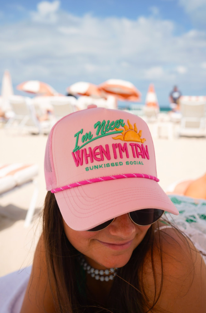 I’m Nicer when I’m Tan - Pink Canvas Trucker