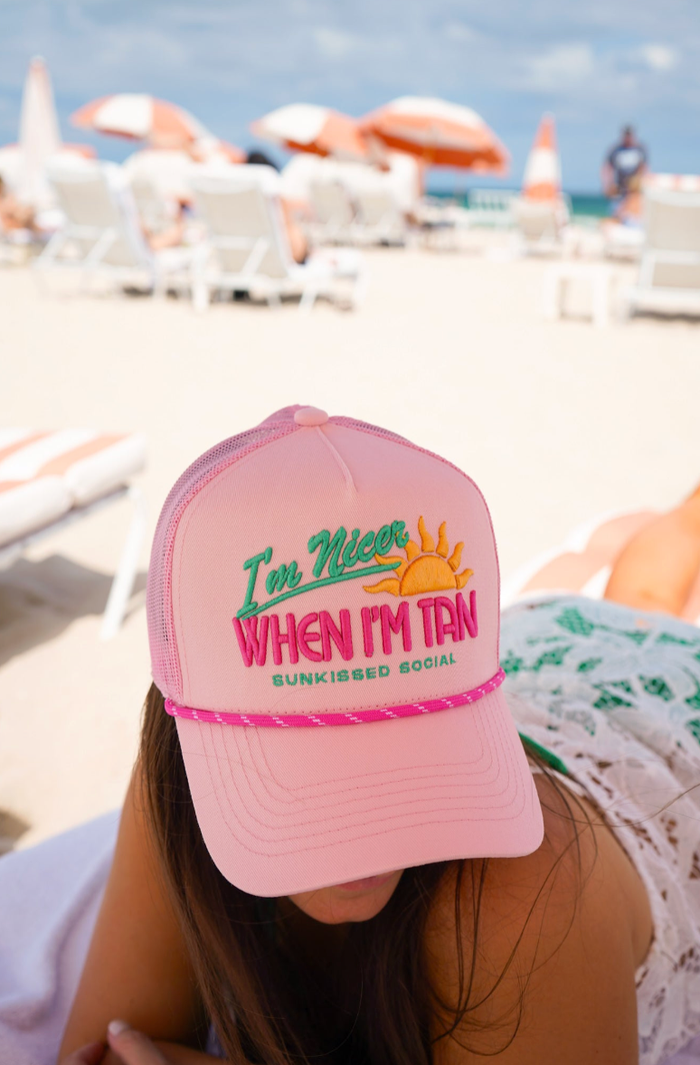 I’m Nicer when I’m Tan - Pink Canvas Trucker