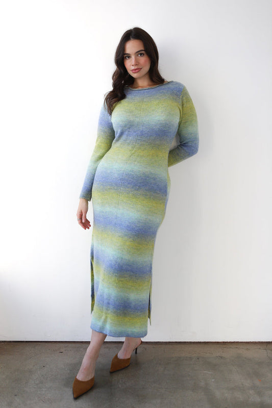 Callahan Knitwear - Inside Out Maxi Dress - Lemongrass Gradient -