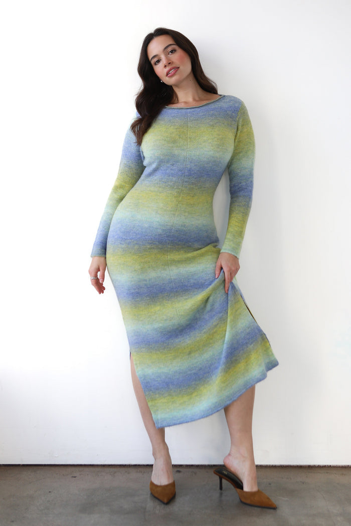 Callahan Knitwear - Inside Out Maxi Dress - Lemongrass Gradient -