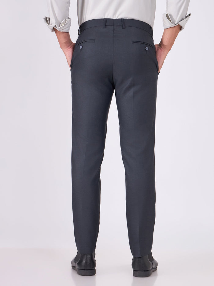 men wearing Skinny Fit Formal Trousers - Dark Blue