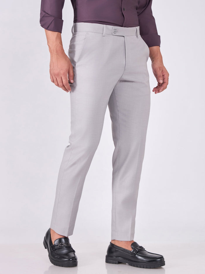 men wearing Skinny Fit Formal Trousers - Light Gray