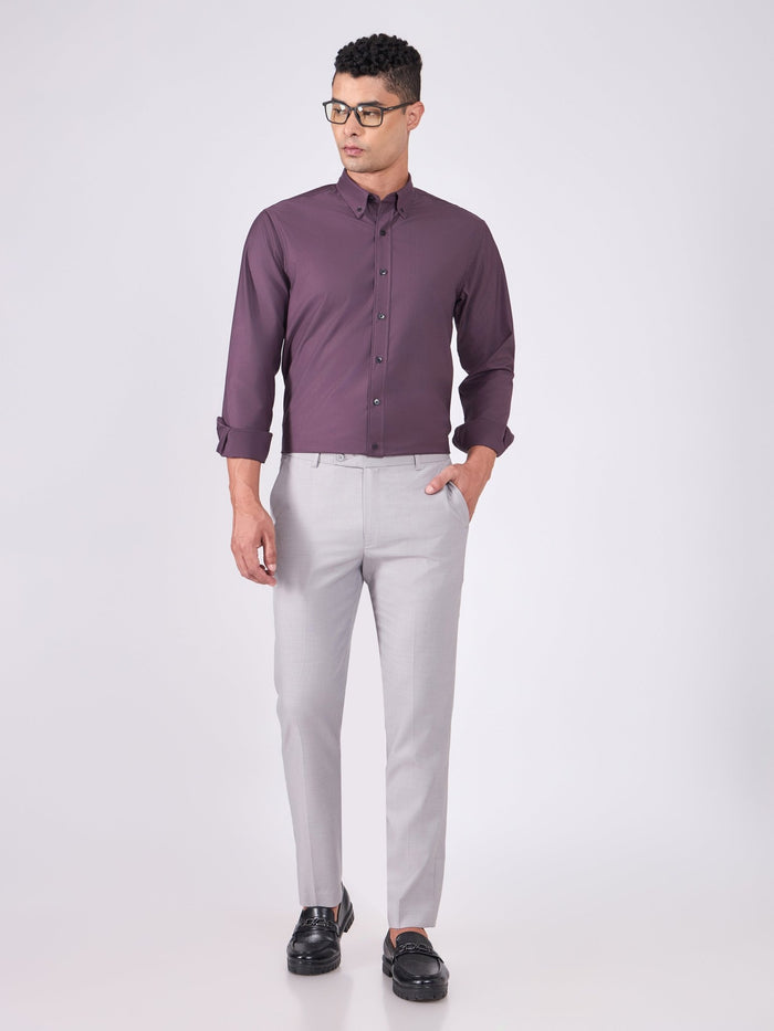 men wearing Skinny Fit Formal Trousers - Light Gray