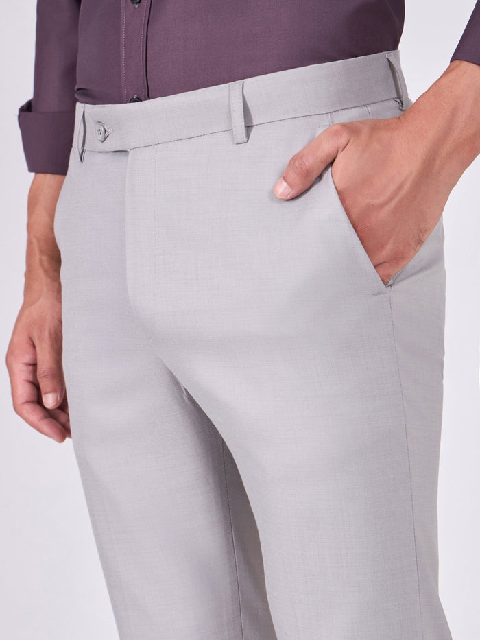 men wearing Skinny Fit Formal Trousers - Light Gray