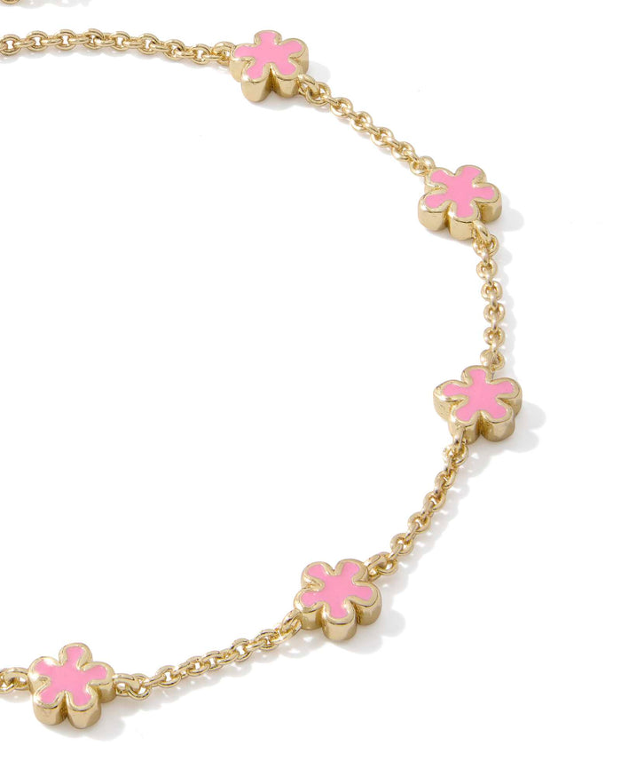 Jane Delicate Chain Bracelet Gold Dark Pink Enamel