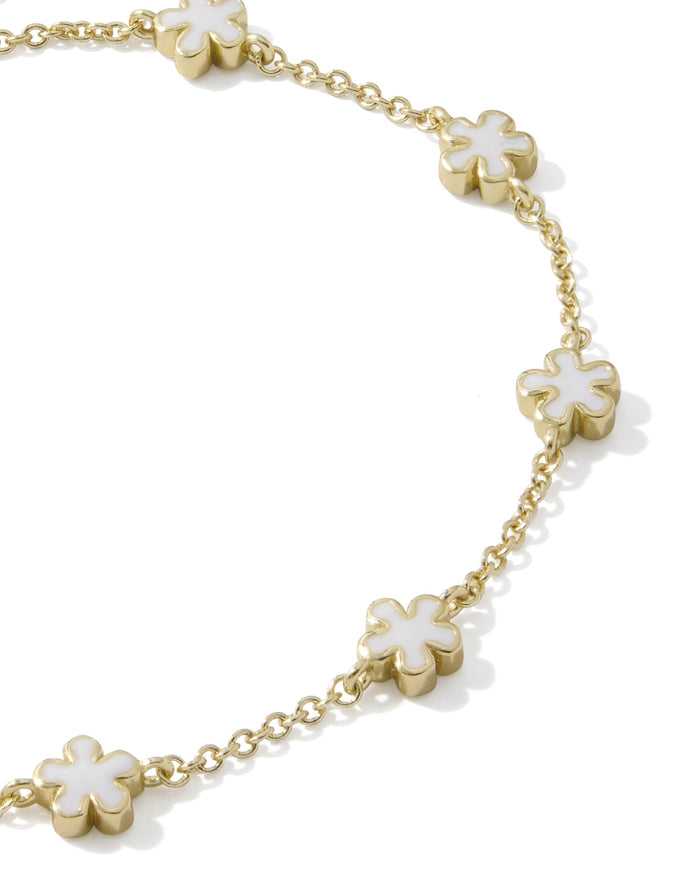 Jane Delicate Chain Bracelet Gold White Enamel