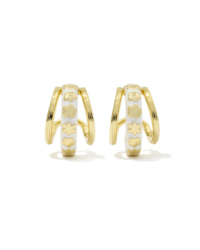 Jane Huggie Ear Gold White Enamel