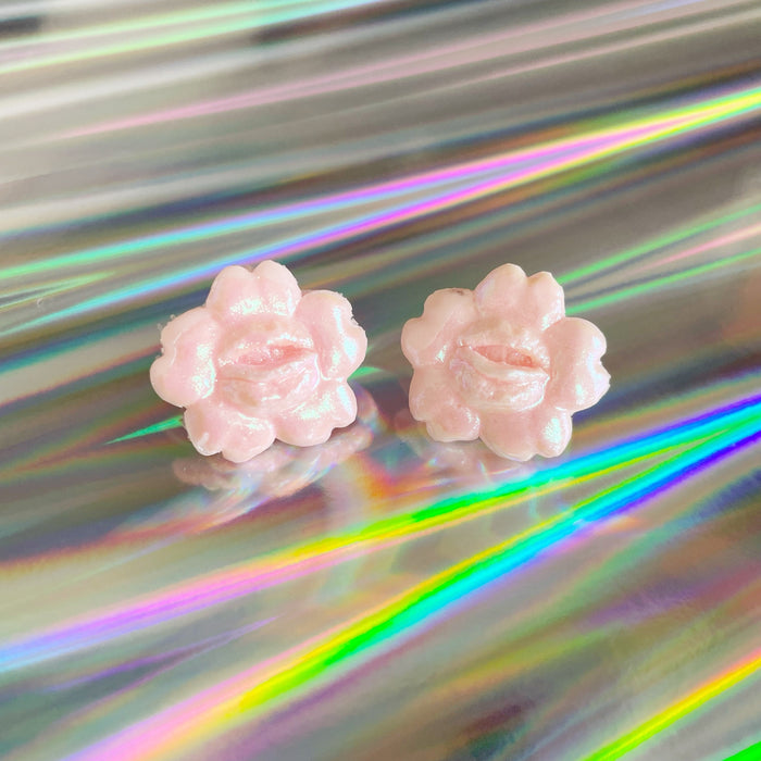 Earrings (Small, Pink Blossom)