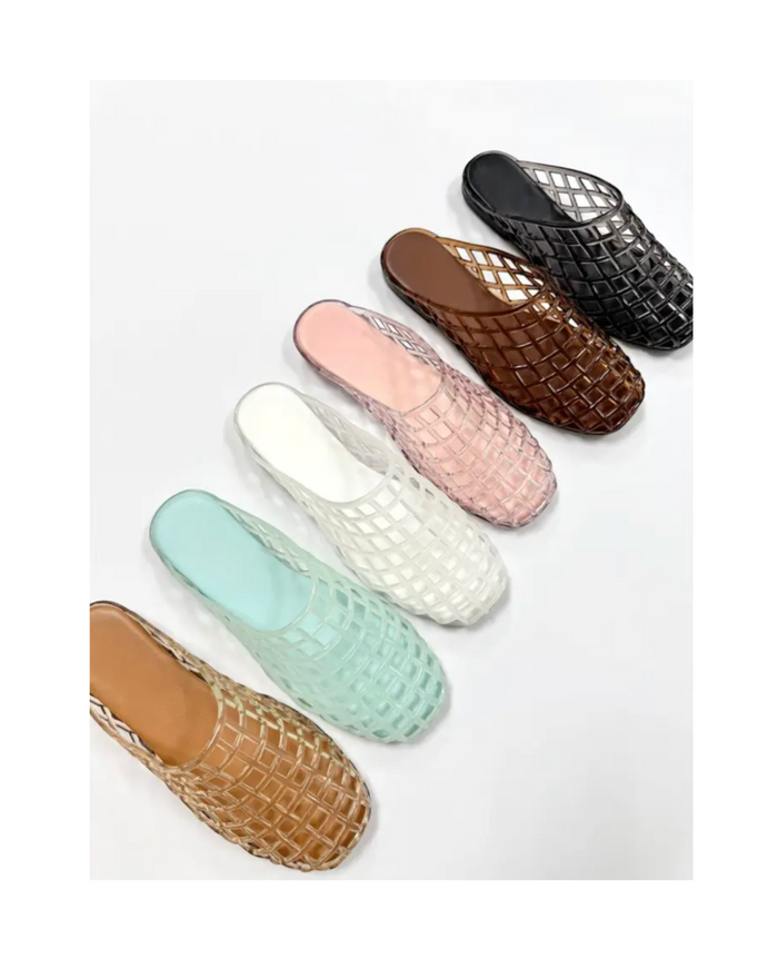 Jelly Slip On Flats in Mint