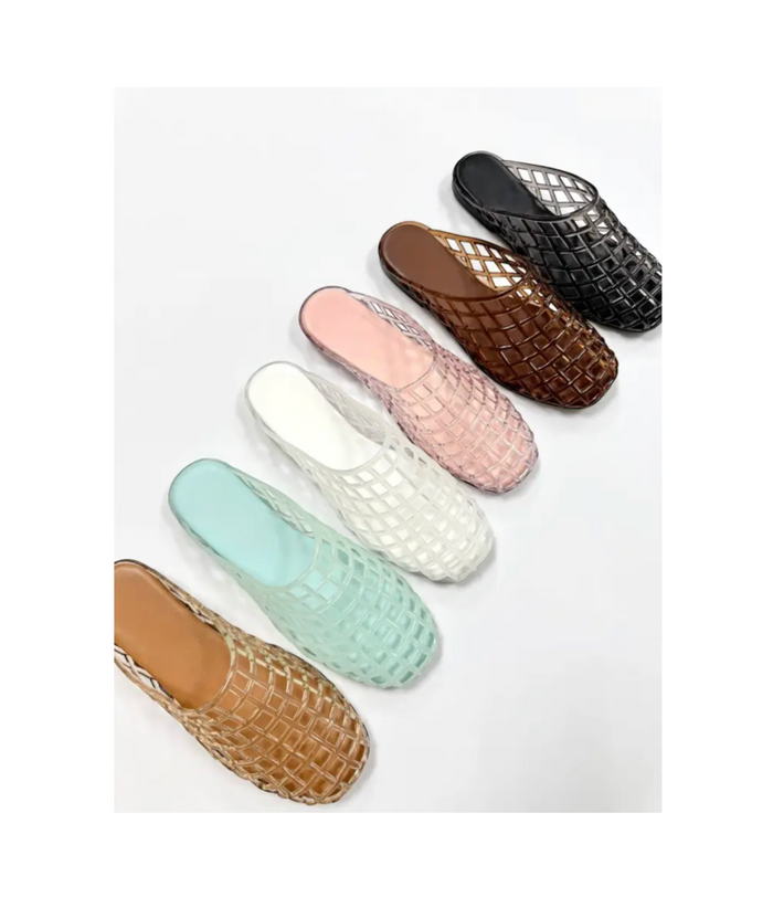 Jelly Slip On Flats in White