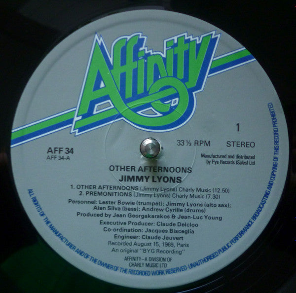 Jimmy Lyons (2) - Other Afternoons (LP) [UK] 1979 RP