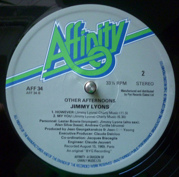 Jimmy Lyons (2) - Other Afternoons (LP) [UK] 1979 RP