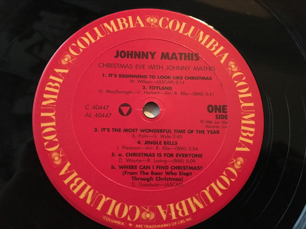 Johnny Mathis - Christmas Eve With Johnny Mathis (LP) [US] 1st (Near Mint (NM or M-))