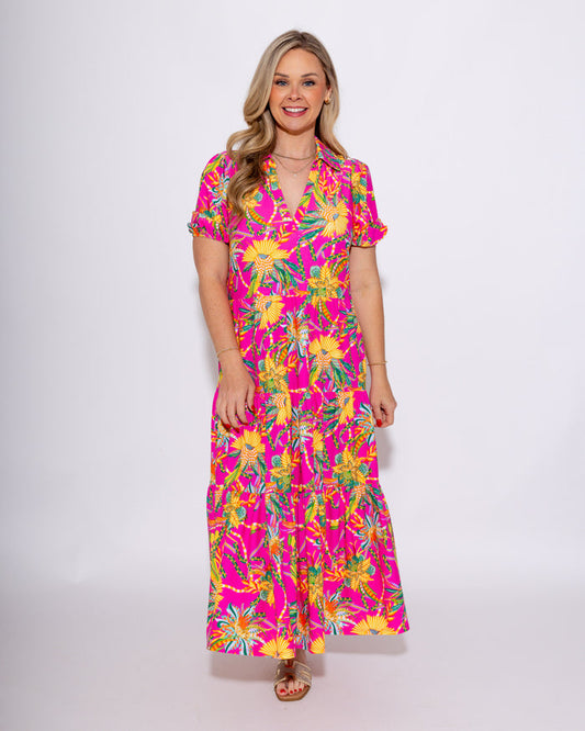 Jude Connally | Portia Dress in Peacock Floral Pink