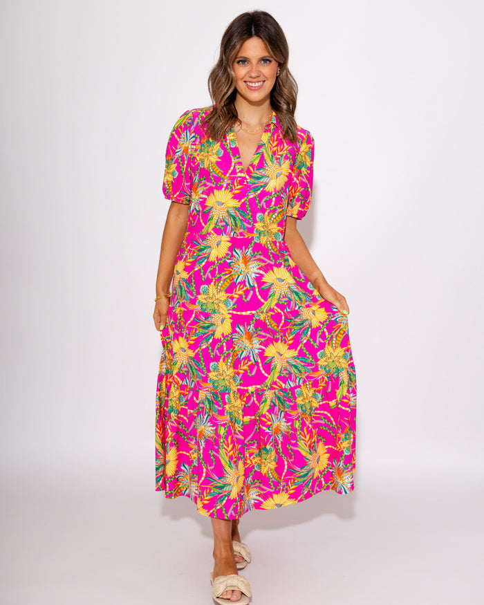 Jude Connally | Portia Dress in Peacock Floral Pink