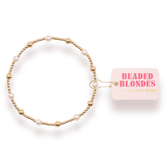 June Pearl + Gold Alternating Bracelet