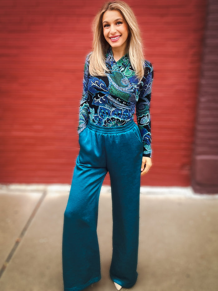 Karen Kane The Teal Deal Wide Leg Pant