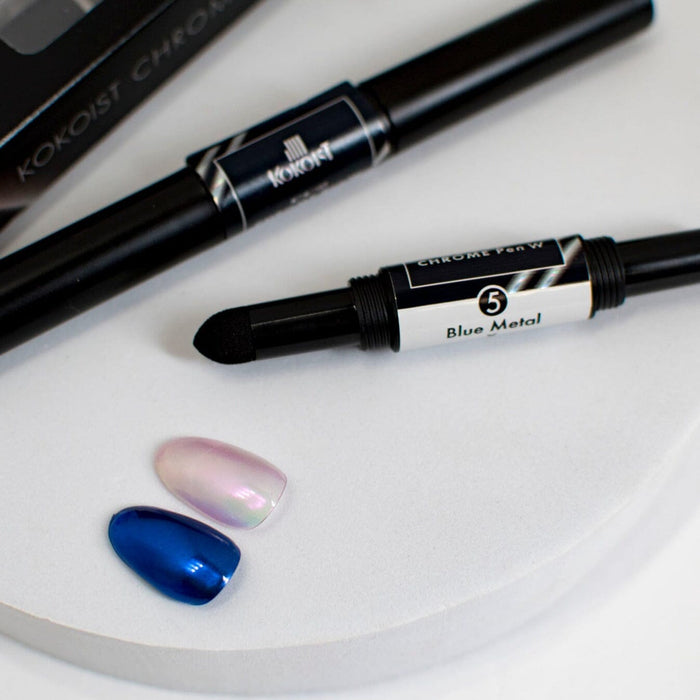 Kokoist Chrome Pen W 05 Blue Metal x Pink Peacock Nail Art KOKOIST