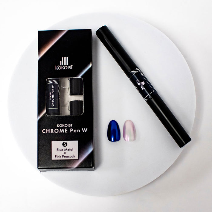 Kokoist Chrome Pen W 05 Blue Metal x Pink Peacock Nail Art KOKOIST