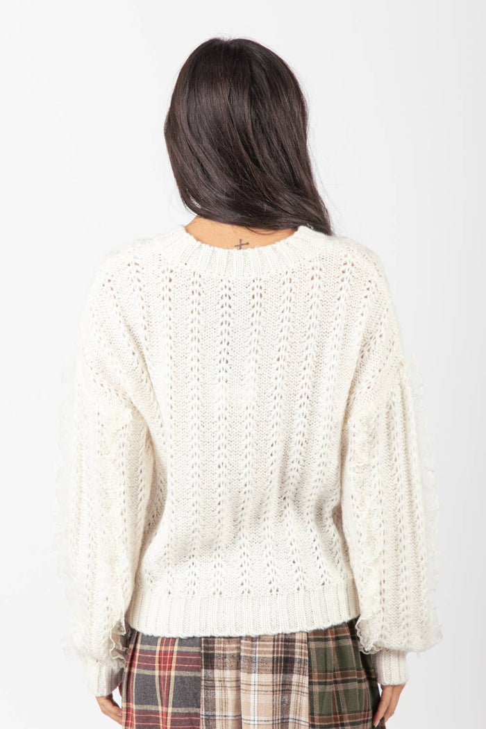 Lace Trim Oversized Knit Sweater