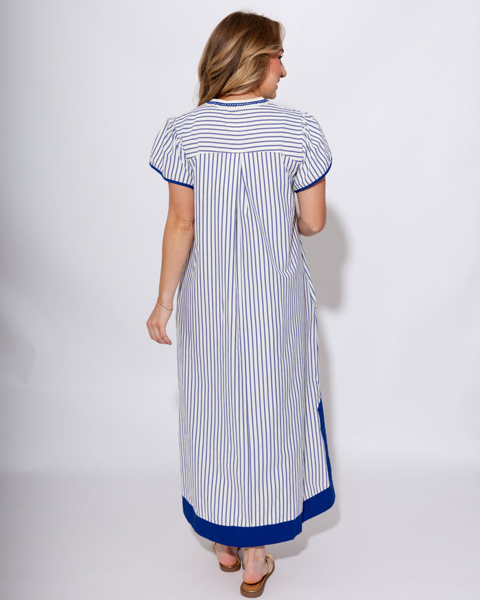 Lace Trim Striped Midi Dress