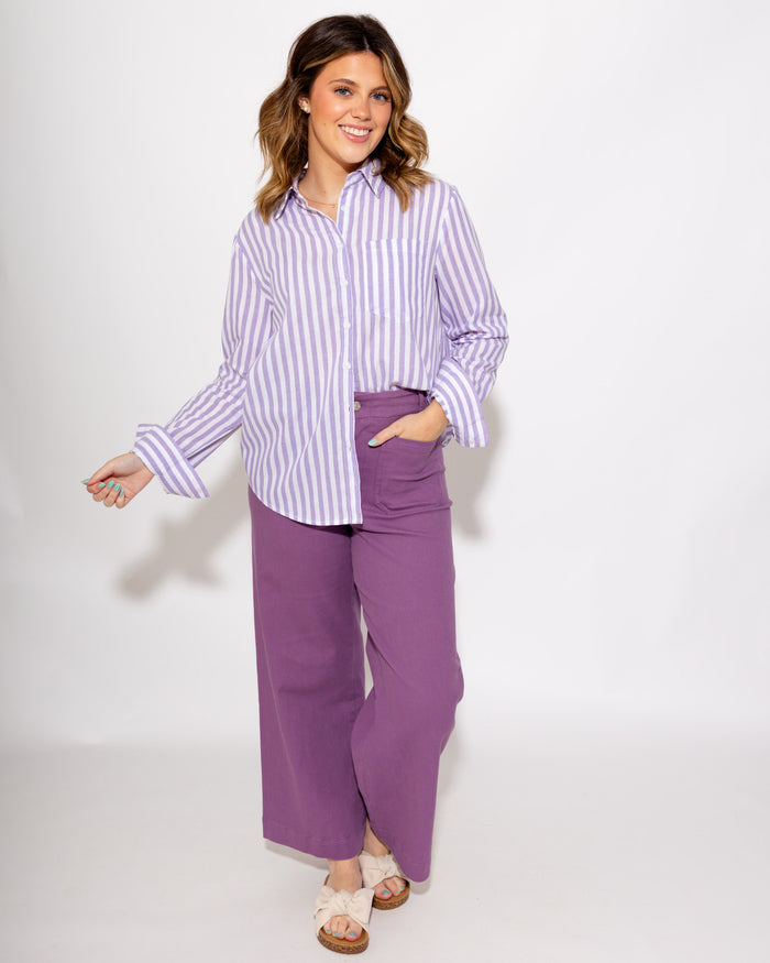 Lavender Stripe Button-Up Shirt