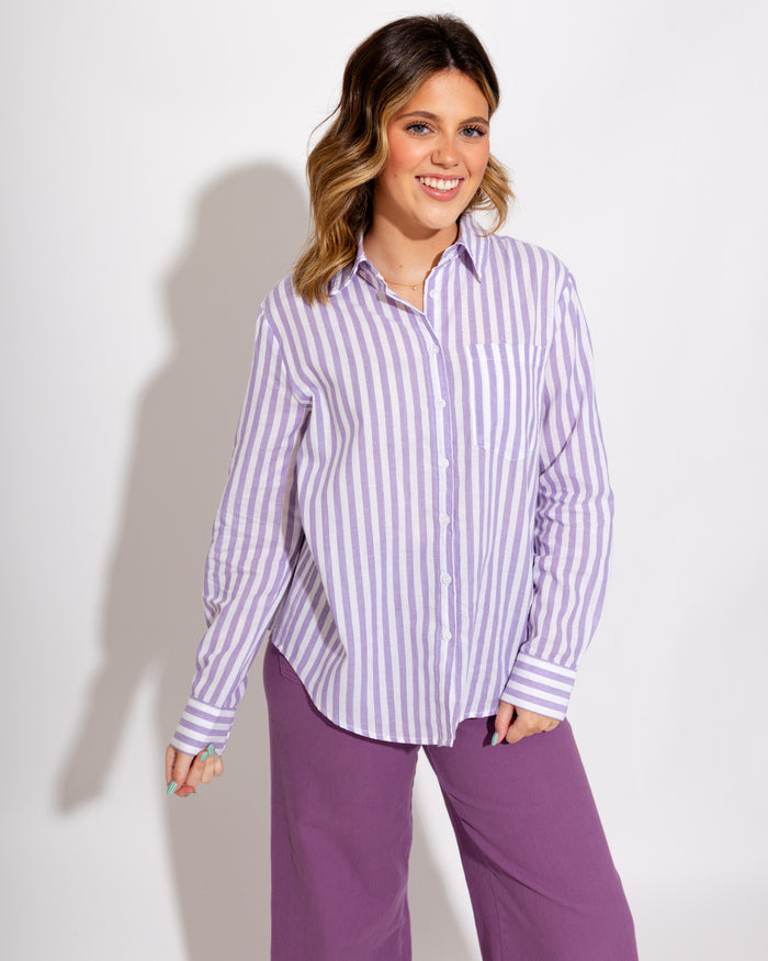 Lavender Stripe Button-Up Shirt