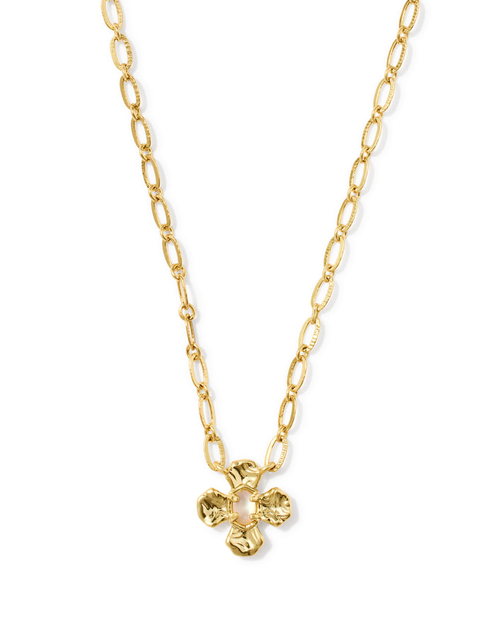 Leanne Short Pendant Necklace in Gold Natural Mother of Pearl