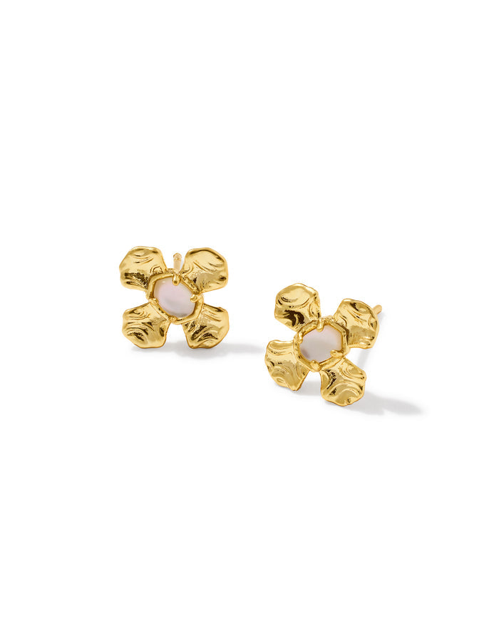 Leanne Stud Earring in Gold Natural Mother of Pearl