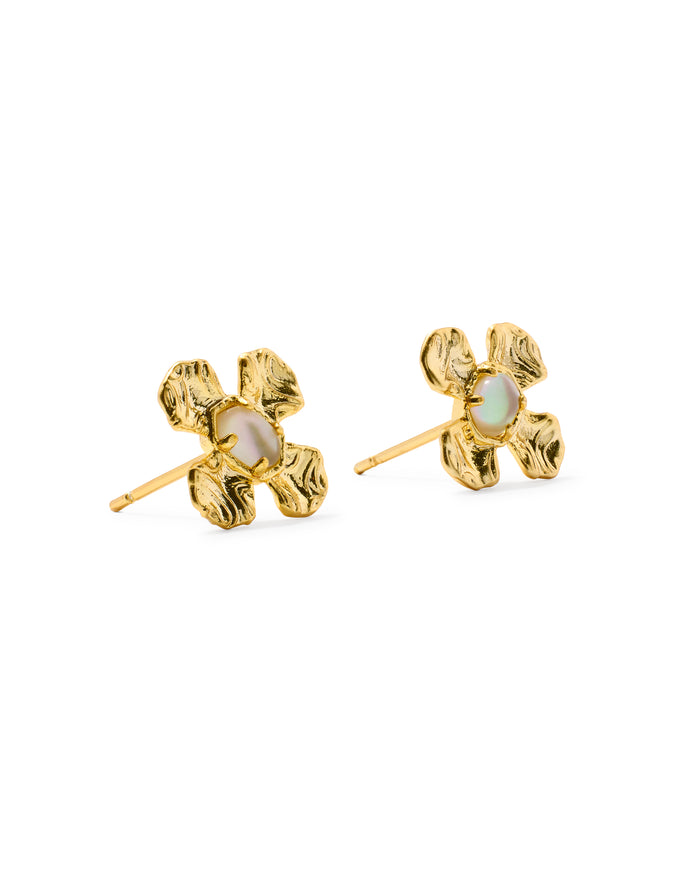 Leanne Stud Earring in Gold Natural Mother of Pearl