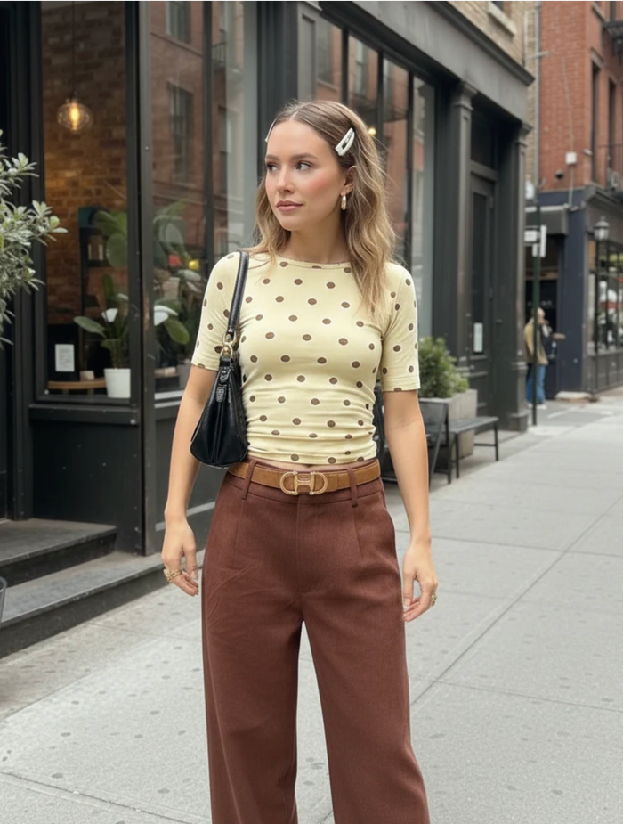 Leather Belt with Equestrian Buckle in Camel Suede