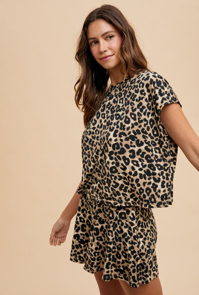 Leopard Jersey Knit T-shirt