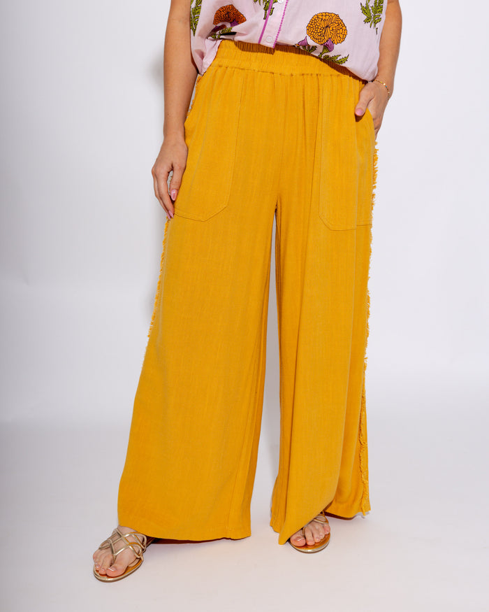 Linen Frayed Wide Leg Pants Women - Umgee - Gaudie & Co. Nederland TX Boutique