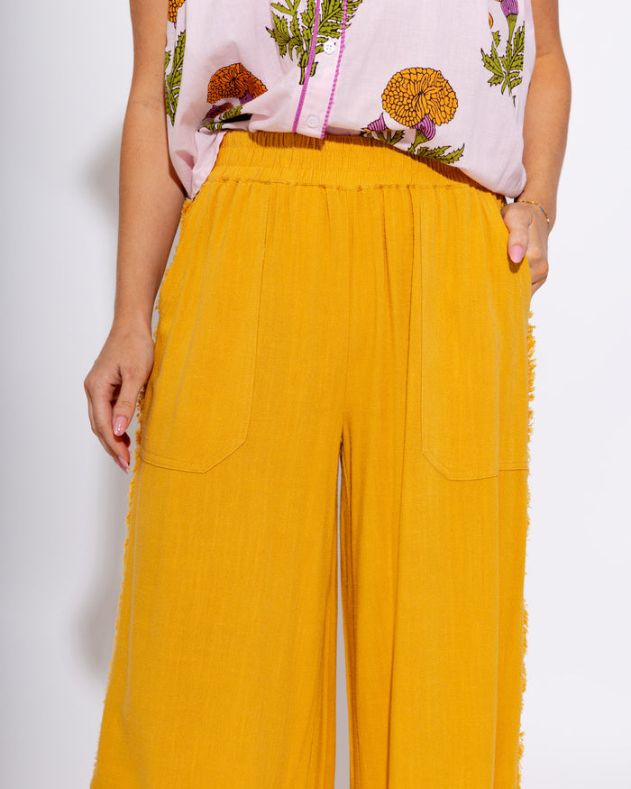 Linen Frayed Wide Leg Pants Women - Umgee - Gaudie & Co. Nederland TX Boutique