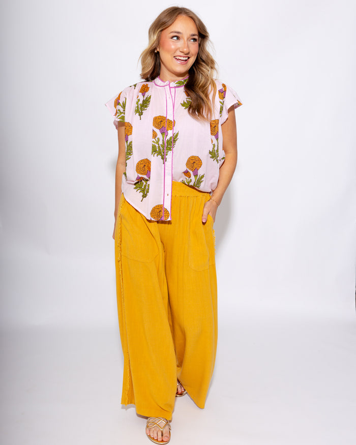Linen Frayed Wide Leg Pants Women - Umgee - Gaudie & Co. Nederland TX Boutique