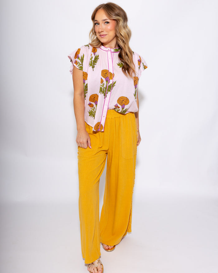 Linen Frayed Wide Leg Pants Women - Umgee - Gaudie & Co. Nederland TX Boutique
