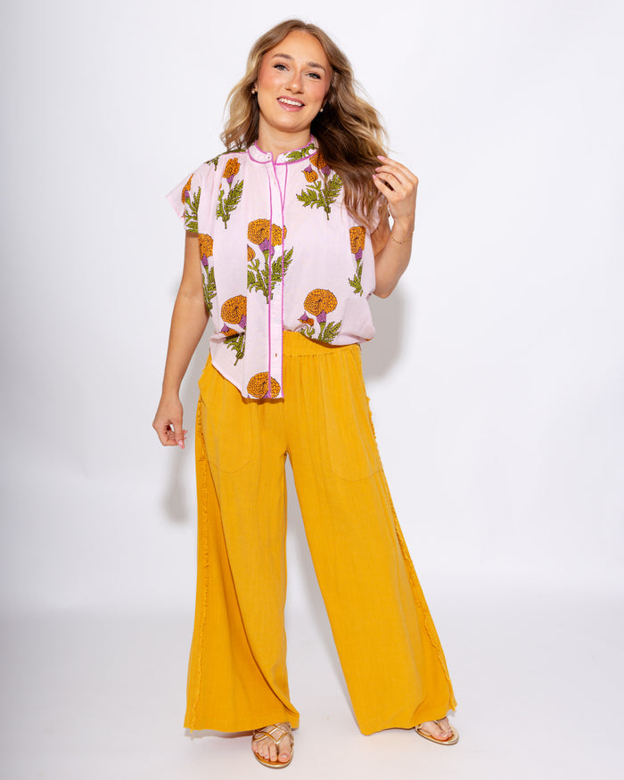 Linen Frayed Wide Leg Pants Women - Umgee - Gaudie & Co. Nederland TX Boutique
