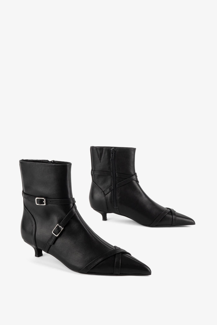 Intentionally Blank - Link Kitten Heel Buckled Ankle Boot -