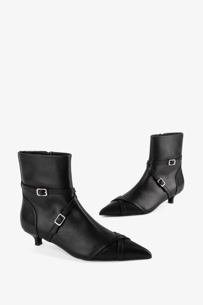Intentionally Blank - Link Kitten Heel Buckled Ankle Boot -
