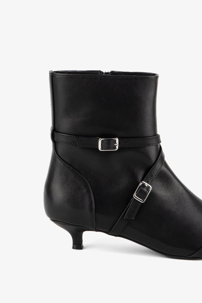 Intentionally Blank - Link Kitten Heel Buckled Ankle Boot -