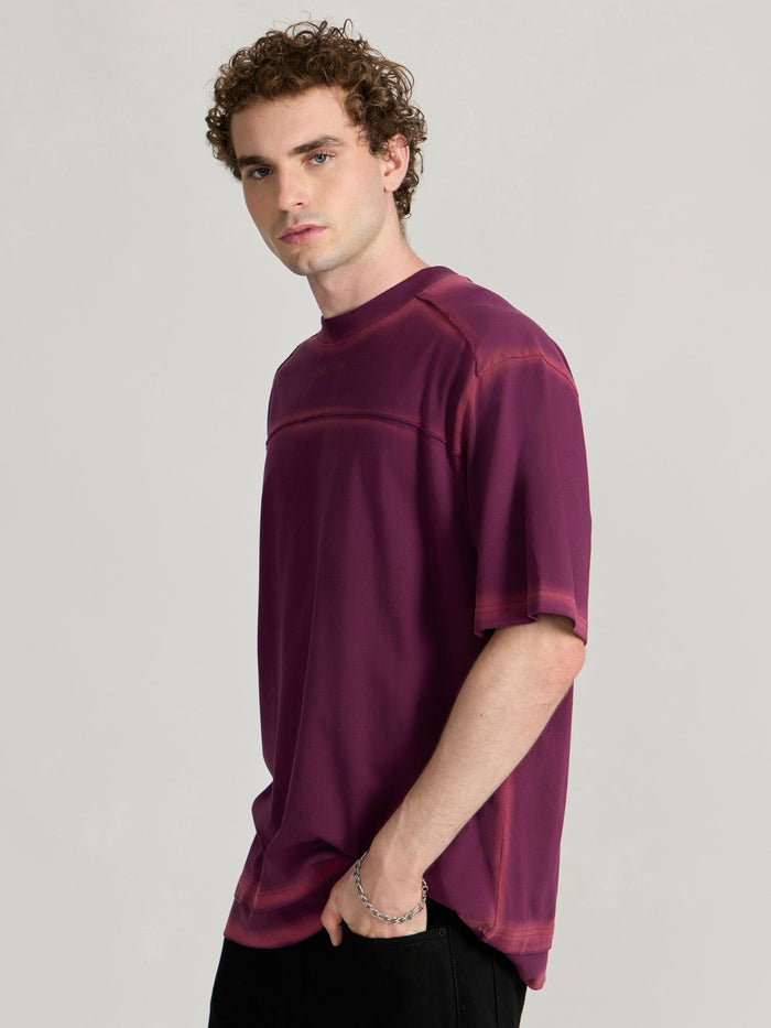 Men's printed baggy T-Shirt in midnight plum